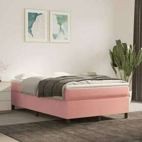 Shumee Box spring postelja z vzmetnico roza 120x200 cm žamet