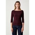 Tommy Hilfiger majica z dolgimi rokavi ženska bombažna bordo WW0WW49928