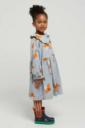 Otroška bombažna obleka Bobo Choses - modra. Otroški Lahkotna obleka iz kolekcije Bobo Choses. Model izdelan iz vzorčaste tkanine. Model iz zračne bombažne tkanine.