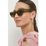 Sončna očala Saint Laurent ženski, zelena barva - zelena. Sončna očala iz kolekcije Saint Laurent. Model z enobarvnimi stekli in okvirji iz plastike. Ima filter UV 400.