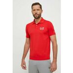 Polo EA7 Emporio Armani moški, rdeča barva - rdeča. Polo iz kolekcije EA7 Emporio Armani, izdelan iz pletenine. Zelo elastičen material zagotavlja popolno svobodo gibanja.
