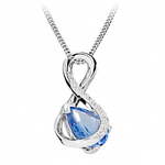 Silver Cat Modna ogrlica z modrim spinelom in cirkoni SC411 srebro 925/1000