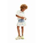 Otroška bombažna kratka majica Desigual bela barva - bela. Otroške kratka majica iz kolekcije Desigual. Model izdelan iz tanke, elastične pletenine. Model iz zračne bombažne tkanine.