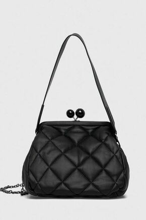 Usnjena torbica Weekend Max Mara črna barva - črna. Majhna torbica iz kolekcije Weekend Max Mara. Model na zapenjanje