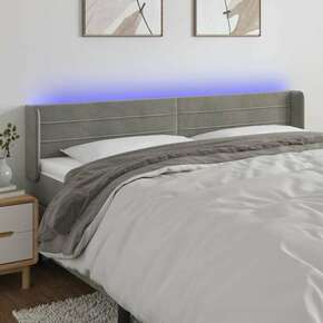 Shumee LED posteljno vzglavje svetlo sivo 183x16x78/88 cm žamet