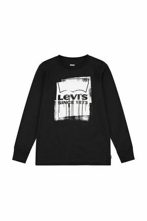 Otroška bombažna majica z dolgimi rokavi Levi's črna barva - črna. Otroške Majica z dolgimi rokavi iz kolekcije Levi's. Model izdelan iz tanke