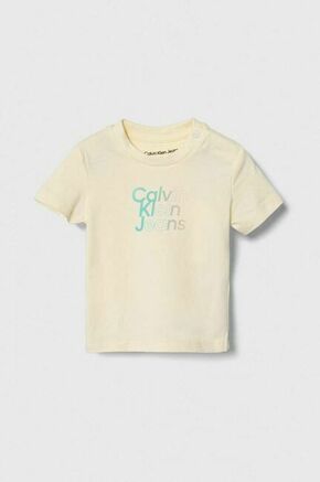 Otroška kratka majica Calvin Klein Jeans bež barva - bež. Otroške kratka majica iz kolekcije Calvin Klein Jeans