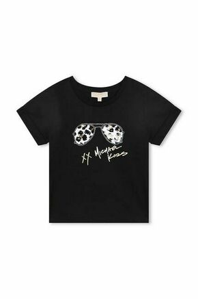 Otroška bombažna kratka majica Michael Kors črna barva - črna. Otroške kratka majica iz kolekcije Michael Kors. Model izdelan iz tanke