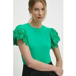 Majica Answear Lab ženska, zelena barva - zelena. Bluza iz kolekcije Answear Lab izdelana iz kombinacija dveh različnih materialov. Kolekcija je na voljo izključno na Answear.Si.