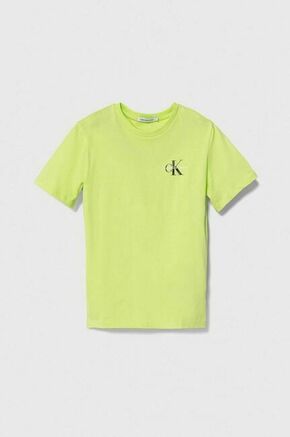 Otroška bombažna kratka majica Calvin Klein Jeans zelena barva - zelena. Otroške kratka majica iz kolekcije Calvin Klein Jeans