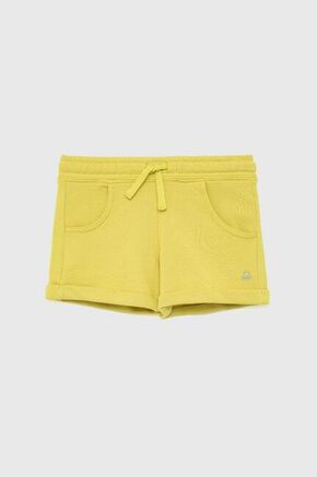 Otroške bombažne kratke hlače United Colors of Benetton rumena barva