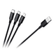 Rebel USB kabel 3-1, micro USB, USB-C, lightning, 1m, črne barve