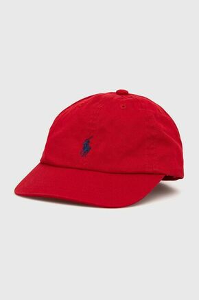 Otroška bombažna kapa Polo Ralph Lauren rdeča barva - rdeča. Otroška kapa s šiltom vrste baseball iz kolekcije Polo Ralph Lauren. Model izdelan iz enobarvne tkanine.