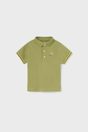 Otroške bombažne polo majice Mayoral zelena barva - zelena. Polo majica za dojenčka iz kolekcije Mayoral. Model izdelan iz pletenine s potiskom.