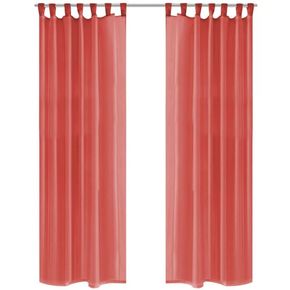 VidaXL Prosojne zavese 2 kosa 140x225 cm rdeče barve