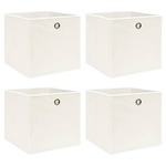 Vidaxl Škatle za shranjevanje 4 kosi bele 32x32x32 cm blago