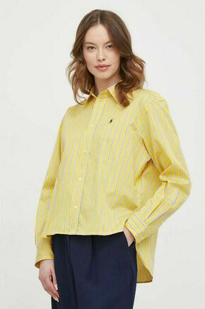 Bombažna srajca Polo Ralph Lauren ženska - rumena. Srajca iz kolekcije Polo Ralph Lauren