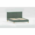 Zelena oblazinjena zakonska postelja z letvenim dnom 140x200 cm Tina – Ropez
