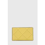 Usnjen etui za kartice Tory Burch rumena barva - rumena. Etui za kartice iz kolekcije Tory Burch. Model izdelan iz naravnega usnja. Model je enostaven za čiščenje in vzdrževanje.
