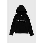 Otroški pulover Columbia Columbia Trek Hoodi črna barva, s kapuco - črna. Otroški pulover s kapuco iz kolekcije Columbia, izdelan iz pletenine s potiskom. Model iz izjemno udobne tkanine z visoko vsebnostjo bombaža.
