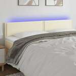 Greatstore LED posteljno vzglavje krem 200x5x78/88 cm umetno usnje