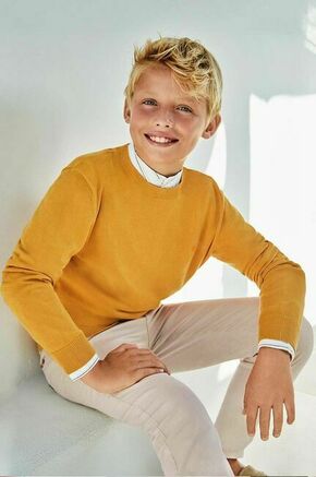 Otroški bombažen pulover Mayoral rumena barva - rumena. Otroške Pulover iz kolekcije Mayoral. Model z okroglim izrezom