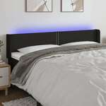 Greatstore LED posteljno vzglavje črno 203x16x78/88 cm blago