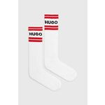 Nogavice HUGO 2-pack moške, bela barva, 50518610 - bela. Visoke nogavice iz kolekcije HUGO. Model izdelan iz elastičnega materiala. V kompletu sta dva para.