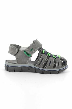 Primigi otroški sandali - siva. Otroški sandali iz kolekcije Primigi. Model izdelan iz kombinacije tkanine in semiš usnja.