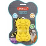 Zolux Igrača za pse TITAN gumijasta kost z vrvjo L rumena