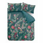 Zelena posteljnina za zakonsko posteljo 200x200 cm Tropical Floral Birds - Catherine Lansfield