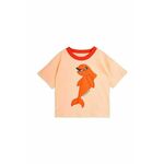 Otroška bombažna kratka majica Mini Rodini Dolphin oranžna barva - oranžna. Otroška kratka majica iz kolekcije Mini Rodini. Model izdelan iz tanke, rahlo elastične pletenine.
