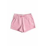 Otroške kratke hlače Roxy SURF FEELINGSHT roza barva - roza. Otroške kratke hlače iz kolekcije Roxy. Model izdelan iz gladke pletenine. Model iz izjemno udobne tkanine z visoko vsebnostjo bombaža.
