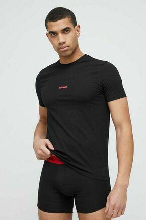 Kratka majica in boksarice HUGO črna barva - črna. Kratka majica in boksarice iz kolekcije HUGO. Model izdelan iz enobarvne