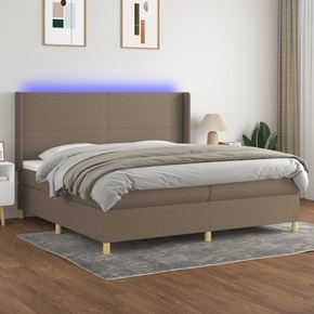 Box spring postelja z vzmetnico LED taupe 200x200 cm blago - vidaXL - taupe - 93