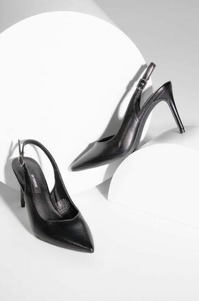 Answear Lab čevlji z visoko peto - črna. Čevlji z visoko peto iz kolekcije Answear Lab. Model narejen iz ekološkega usnja.