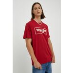 Bombažna kratka majica Wrangler rdeča barva - rdeča. Lahkotna kratka majica iz kolekcije Wrangler. Model izdelan iz tanke, elastične pletenine.