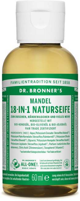 "Dr. Bronner's 18in1 naravno tekoče milo mandelj - Travel size - 60 ml"
