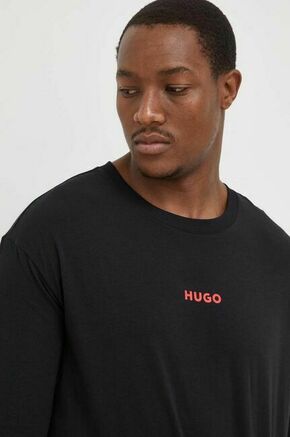 Majica z dolgimi rokavi lounge HUGO črna barva - črna. Majica z dolgimi rokavi iz kolekcije HUGO. Model izdelan iz tanke