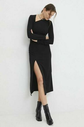 Obleka Answear Lab črna barva - črna. Obleka iz kolekcije Answear Lab. Model izdelan iz enobarvne pletenine. Zaradi vsebnosti poliestra je tkanina bolj odporna na gubanje.