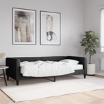 Vidaxl Dnevna postelja z vzmetnico črna 90x200 cm blago