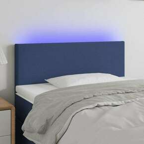 Greatstore LED posteljno vzglavje modro 80x5x78/88 cm blago
