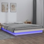 vidaXL LED posteljni okvir bel 135x190 cm 4FT6 dvojni trden les