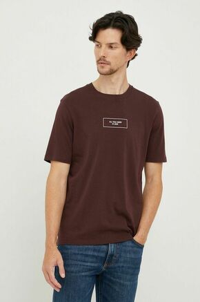 Bombažna kratka majica Sisley bordo barva - bordo. Lahkotna kratka majica iz kolekcije Sisley. Model izdelan iz tanke