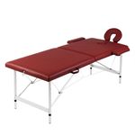 vidaXL Rdeča zložljiva masažna miza z 2 območji in aluminjastim okvirjem