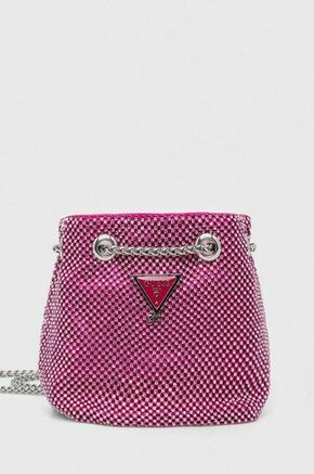 Otroška torbica Guess roza barva - roza. Otroški Majhna torbica iz kolekcije Guess. Model na zapenjanje