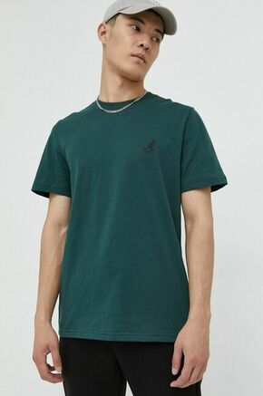 Bombažna kratka majica Kangol zelena barva - zelena. Kratka majica iz kolekcije Kangol. Model izdelan iz tanke