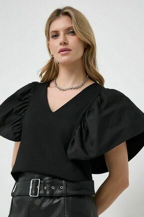 Bombažna majica Karl Lagerfeld črna barva - črna. Bluza iz kolekcije Karl Lagerfeld