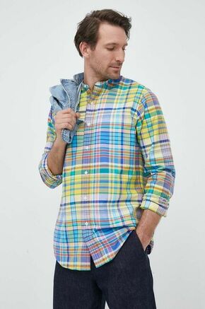 Bombažna srajca Polo Ralph Lauren moška - pisana. Srajca iz kolekcije Polo Ralph Lauren. Model izdelan iz vzorčaste tkanine. Ima stoječi ovratnik. Bombažen