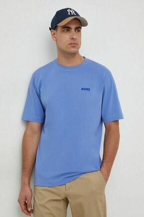 Bombažna kratka majica Boss Orange moški - modra. Kratka majica iz kolekcije Boss Orange